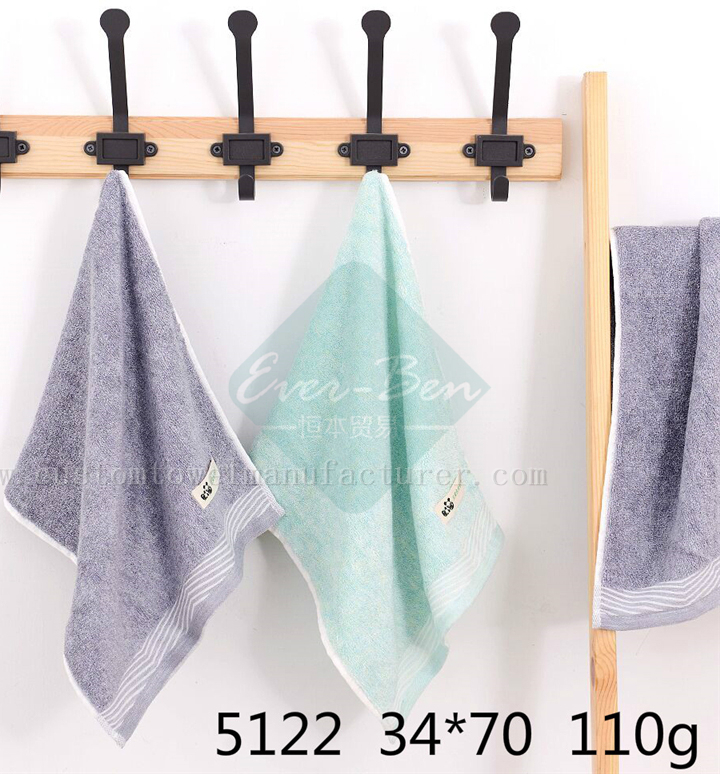 China Custom Label embroidered towels Supplier|Bulk Wholesale Grey Green Square Bamboo Plain Sweat Towels Exporter for Brazil Argentina Chile Africa Mexico Peru